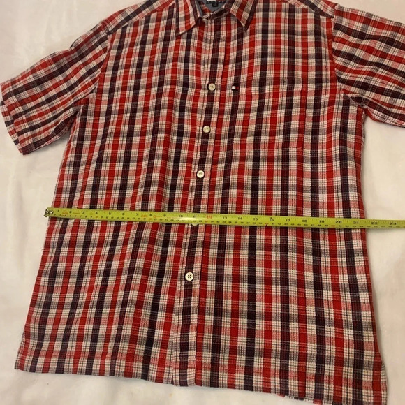 Tommy Hilfiger Men's Button Down Short Sleeve Polo Shirt Red White Blue Size M - Picture 8 of 10